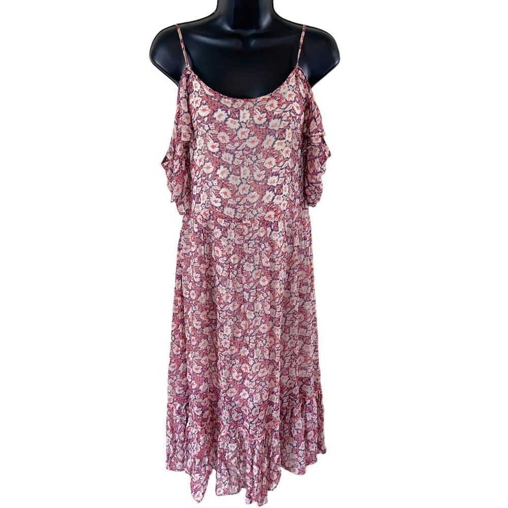 Rebecca Minkoff Womens Buffy Pink Georgette Midi Casual Dress